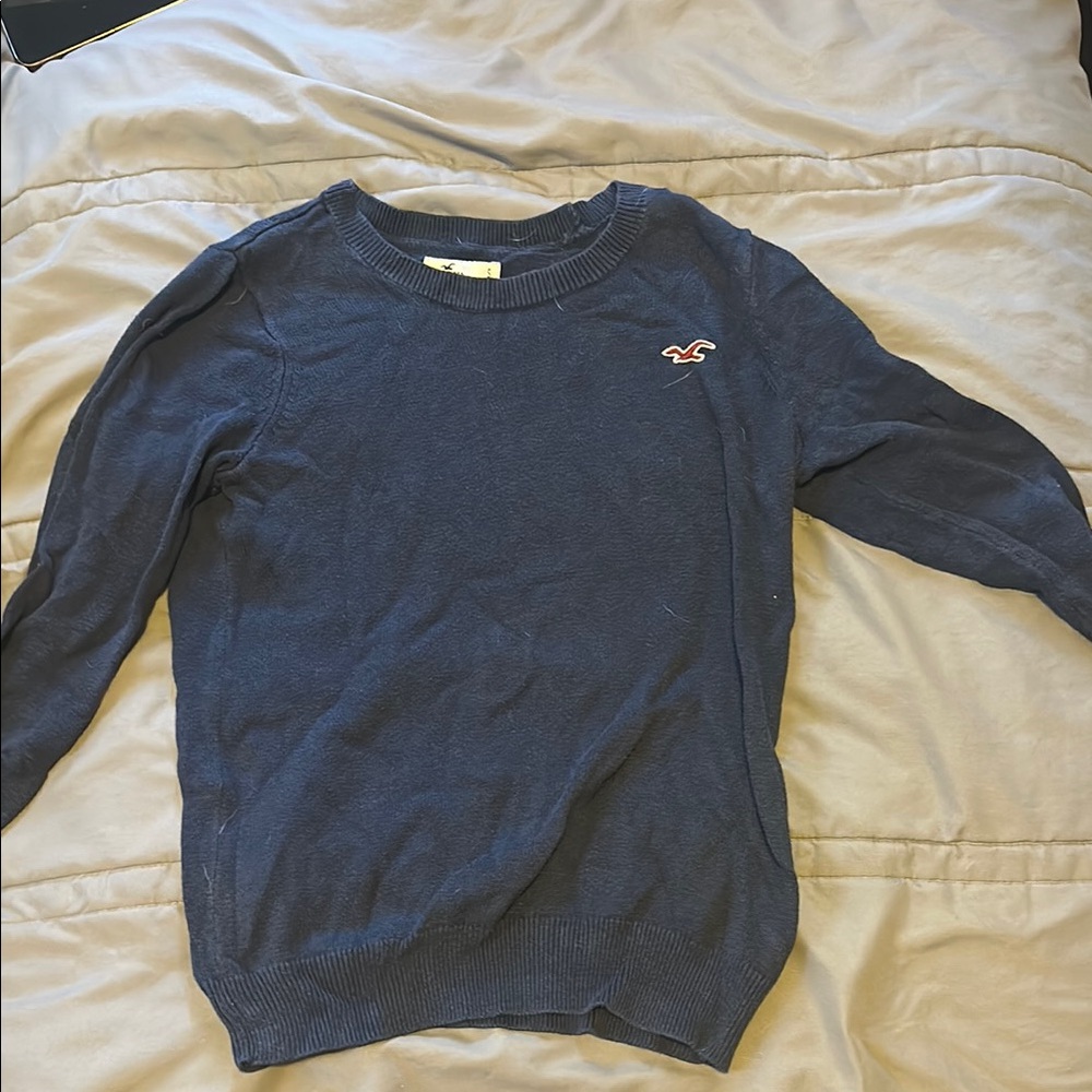 Hollister Blue Crewneck Sweater with Embroidered Logo